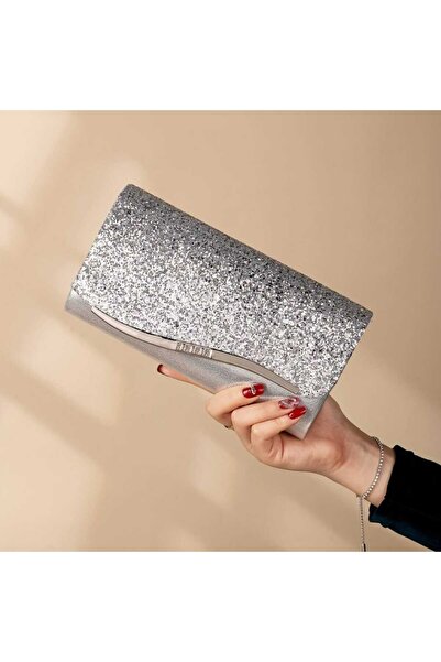 Generic Glamorous Glitter Fold-Over Party Clutch Bag for Women