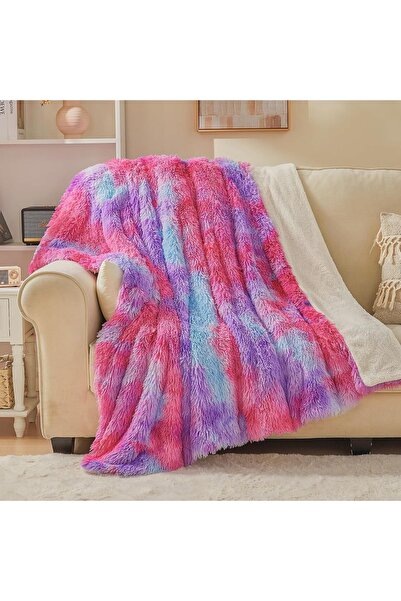 OEM Pătură Faux Fur pufoasă, moale, călduroasă, roz, 130x150 cm