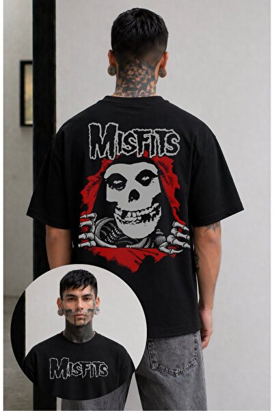 Fuddy Moda Tricou unisex Misfits Crimson Ghost cu imprimeu pe spate, cu guler...
