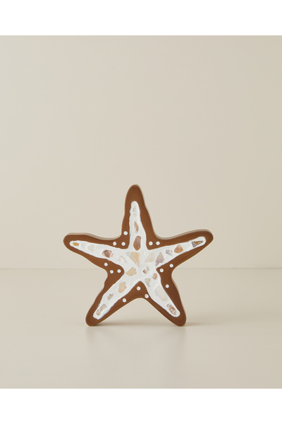 English Home Star Mdf Dekoratif 17x17 cm Beyaz-Kahverengi