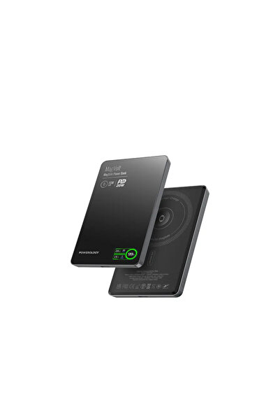 Powerology بنك طاقة مغناطيسي ماجفولت بسعة 5000 مللي أمبير باللون الأسود
