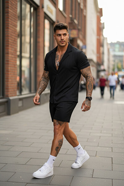 casualshoes Compleu barbati vara, camasa si pantaloni scurti, confortabil, le...