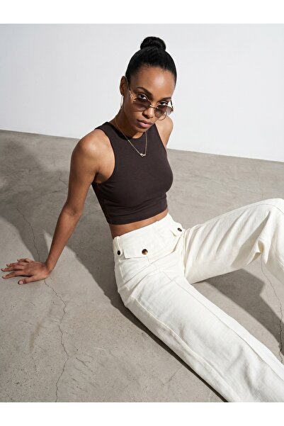Dilvin 32941 Top sa halter izrezom - tamno smeđa