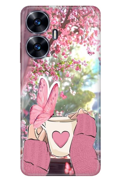 realme C55 Kılıf Coffee Temalı Desenli Darbe Emici Silikon