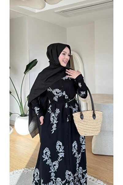 NİLNUR MODA Rochie cămașă din bumbac și viscoză cu model pentru femei, sezon nou