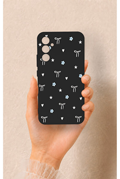 Vip Case Samsung A34 Uyumlu Mini Fiyonk Siyah Desenli Silikon Kılıf