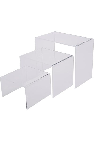 Slasa Clear Acrylic Display Risers Set of 3 Nesting Shelves 20/15/10 cm Trans...