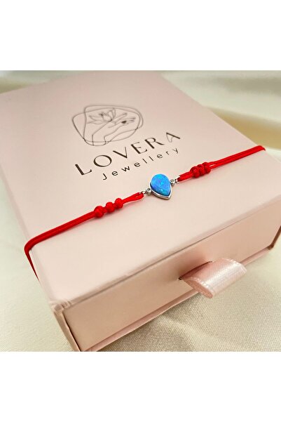 Lovera Jewellery 925 Ayar Gümüş Sertifikalı Mavi Opal Damla Taşlı Şans ve Sev...