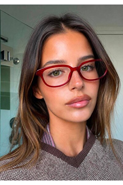 Sun Pearl ROSSO Bordo Cat Eye Formlu Mavi Işık Korumalı Kadın Gözlük Popüler ...