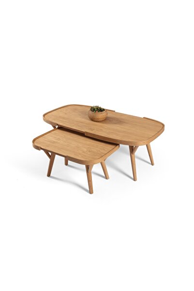 Vivense BUTTERFLY İKİLİ SET ORTA SEHPA, MEŞE TABLALI