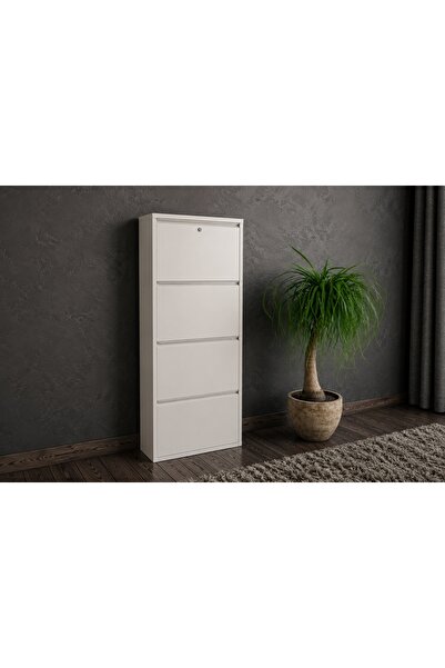 Vivense FLEX DÖRTLÜ KİLİTLENEBİLİR METAL AYAKKABILIK, KIRIK BEYAZ