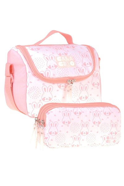 CalaCilo Cat Printed Pink Color Lunchbox and Pen Holder Set for Girls - Setcc...