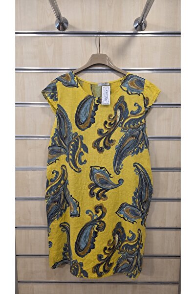 Park Moda Rochie din in italiană cu model șal, scurtă
