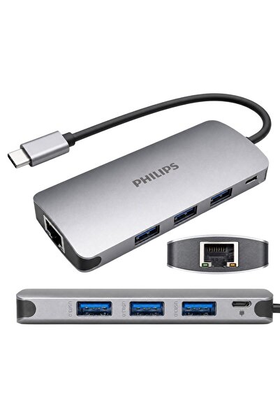 Philips SWR1607H/93 USB-C 5'i 1 Arada Hub - RJ45 Ethernet + 3 Port USB 3.0