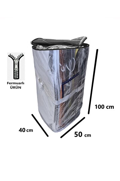 İş-Ev Branda Taşıma Çuvalı 50x40+100cm Fermuarlı Ve Cepli 170gr.Tekstil Çuvalı- (Şeffaf)