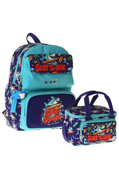 KAUKKO Kids Surf Boy's Green - Σετ σακίδιο πλάτης και τσάντα φαγητού για το Δ...