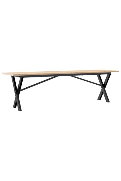vidaxl Masă de cafea, cadru X, 160x40x45 cm, lemn masiv pin și Oţel