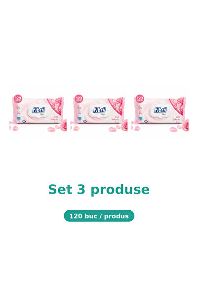 Fibril Bax 3 Pachete Care Servetele Umede Trandafiri Rose, 120 Bucati, pentru...