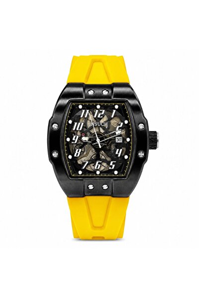 INSUCH Edge IN1033 Men’s Analog Quartz Watch Yellow Silicone Strap Skeleton D...
