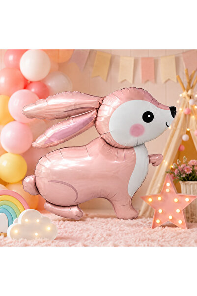 DODOMAR Pink Retro Rabbit Foil Balloon 60X59 cm Birthday Baby Shower Party Or...