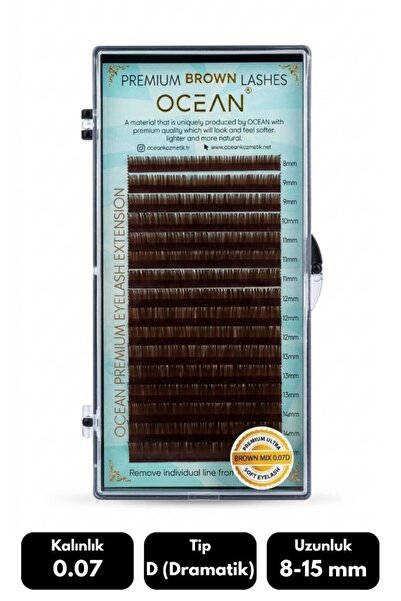 Ocean 0.07D Dramatik Kıvrım Brown Mix Soft Eyelash Doğal İpek Kirpik 16'lı