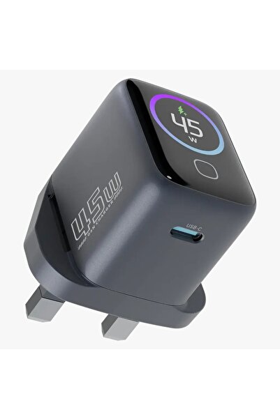 Powerology Voltflow 45w Avs Gan Wall Charger With C-c Cable Gray