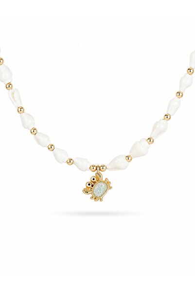 serelya Natural Sea Shell Stringed Crab Model Necklace