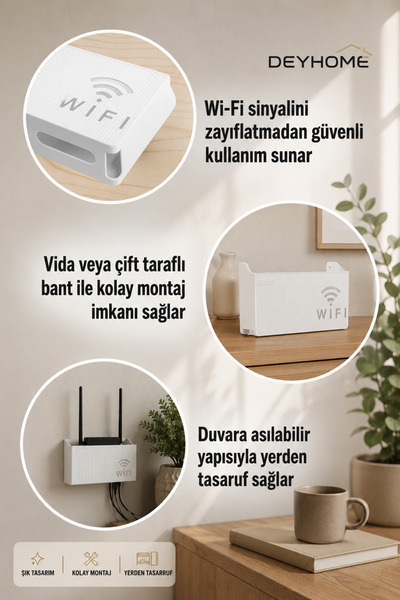 DEYHOME Modem Gizleme Kutusu ve Kablo Düzenleyici | Wi-Fi Router Saklama Kapa...
