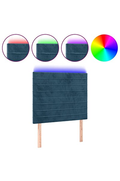 vidaxl Tăblie de pat cu LED, albastru închis, 90x5x118/128 cm, catifea