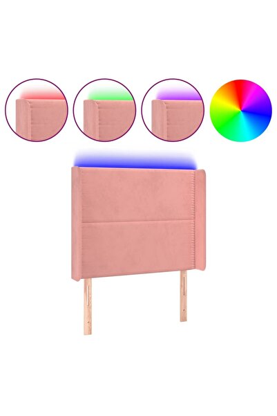 vidaxl Tăblie de pat cu LED, roz, 83x16x118/128 cm, catifea
