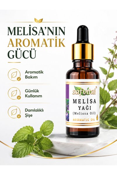 safvital Lemon Balm Oil 20 ml Aromatic Herbal Care Oil Bottle with Dropper for Skin, Hair and Massage Use Stress and Care Support Relaxing Massage Oil Skin Care Premium Care Oil