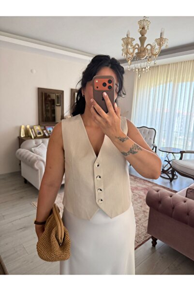 bussrabutik سترة قطنية مخططة بأزرار على الرقبة