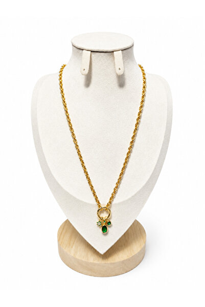 YVA Jewelry Colier de damă din oțel inoxidabil placat cu aur, cu pandantive v...