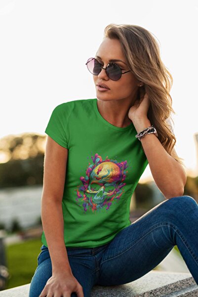 iLovePrints Colorful Abstract Skull Art Tshirt