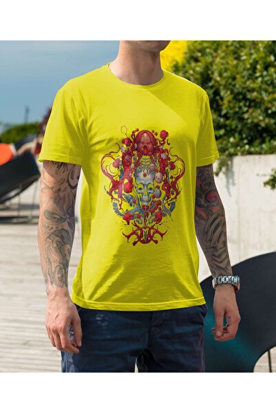 iLovePrints Skull with Roses and Abstract Elements Tshirt