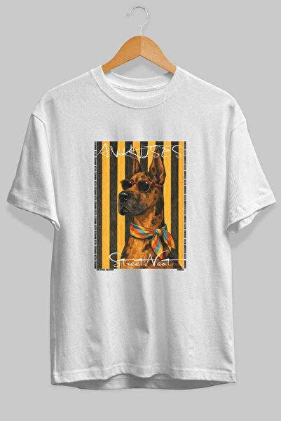 Ankhises Tricou supradimensionat alb cu imprimeu Dog For Dog Lovers, 100% bum...