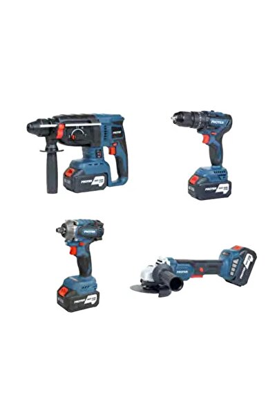 Proter PST914 ŞARJLI 4'LÜ SET MATKAP, TAŞLAMA ,KIRICI, SOMUN SÖKME