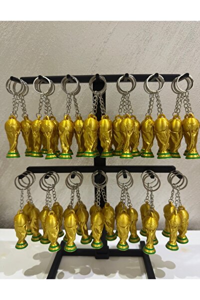 3D Dünya Kupası Anahtarlık 50 Adet Toptan Set + Akrilik/Pleksi Standı Hediyeli
