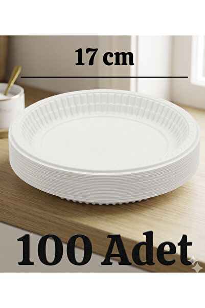 MYK Beyaz Plastik Tabak 170 mm (17Cm) – Tek Kullanımlık Dayanıklı Yemek Tabağ...