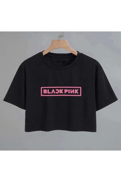 NIGRUM PARDUS Black Pink Printed New Season Short Sleeved Girls' Crop T-Shirt