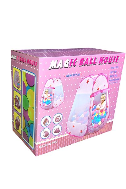 Magic ball house خيمة بناتي وردية مع 100 كرة ملونة - بيت اللعب السحري المحمول...