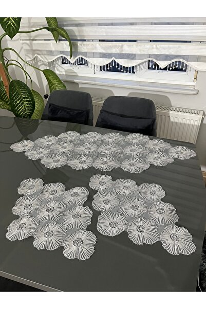 BRL ÇEYİZ HOME Francuska čipka, tula, gipur, elegantan luksuzni set od 3 delo...