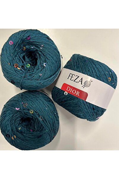 Feza Sequin Knitting Yarn 803 Cotton-Cotton Thin Sequin Knitting Yarn 75% Cot...