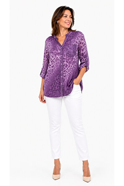 kısmet sepeti Women's Italian Leopard Patterned Sequin Detailed Long Sleeve S...