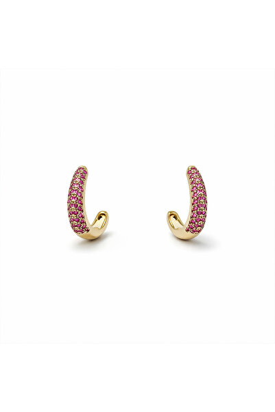 PerleJewelry Curve Ruby Gold Küpe