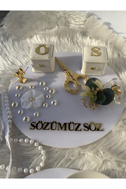 CatplexBoutique Söz Tepsisi - Kişiye Özel 2'li Nişan Tepsisi Damat Kahvesi Te...