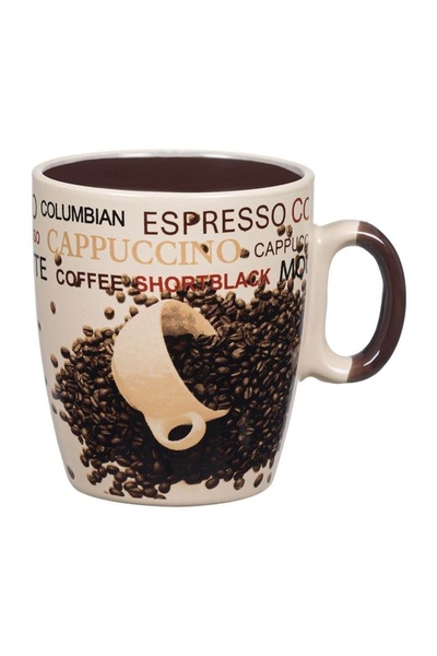 OEM Cană din ceramică multicolor 230ml, model boabe de cafea