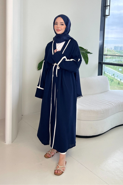 Ovn. İbiza Biyeli Müslin Kimono - Lacivert