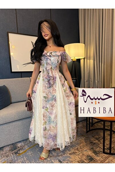 Habiba فستان الربيع الملكي برسمة الزهور والدانتيل – أنوثة حالمة بإطلالة تخطف ...