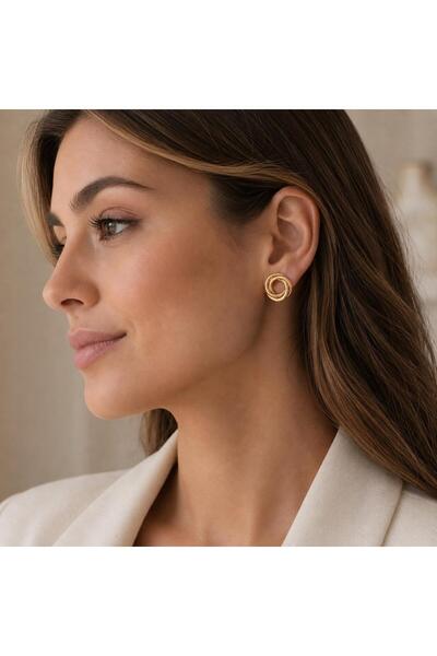 So Much Accesories Gold Knot Shaped Stud Earrings – Modern Stylish Design